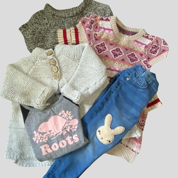 Girls 5 piece Bundle- Sz-2T- Roots Cabin Dress-Shirt, H&M Dress/Jeans-Sz-2T - Picture 1 of 16